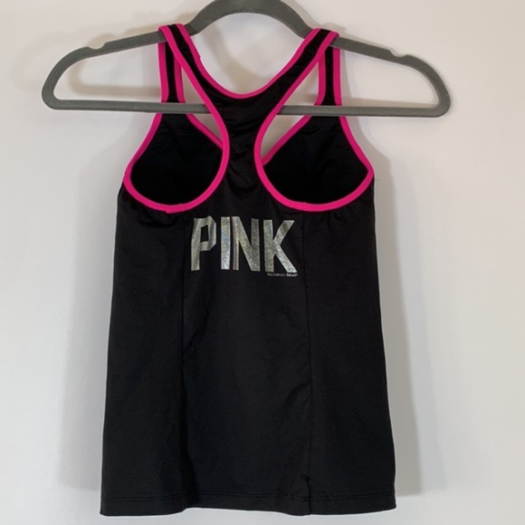 PINK Victoria’s Secret Yoga Black & Pink Push Up Cami Tank Top - Picture 3 of 5